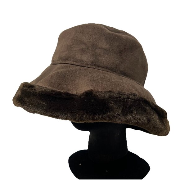 Daniele Meucci Faux Fur Italian Rollable Bucket Hat Cap Winter Crushable Retro - Picture 7 of 11